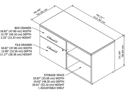 Bush Business Furniture Office 500 23.2" Storage Cabinet with Two Shelves, Modern Hickory (OFS145MH)