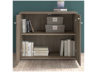 Bush Business Furniture Office 500 29.82" Storage Cabinet with Two Shelves, Modern Hickory (OFS136MHSU)