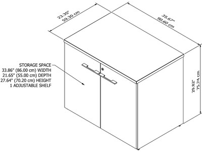 Bush Business Furniture Office 500 29.82" Storage Cabinet with Two Shelves, Modern Hickory (OFS136MHSU)