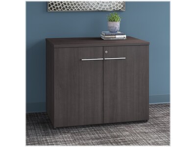 Bush Business Furniture Office 500 29.82" Storage Cabinet with Two Shelves, Storm Gray (OFS136SGSU)