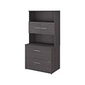 Bush Business Furniture Office 500 2-Drawer Lateral File Cabinet with Hutch, Locking, Letter/Legal,