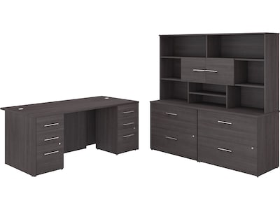 Bush Business Furniture Office 500 72W Executive Desk with Drawers, Lateral File Cabinets and Hutch