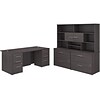 Bush Business Furniture Office 500 71 Executive Desk with Lateral Files and Hutch, Storm Gray (OF50