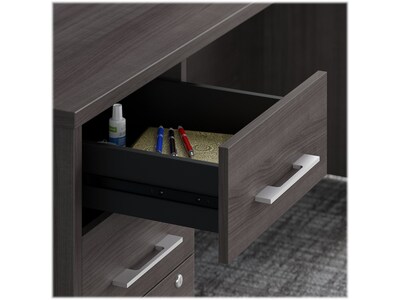 Bush Business Furniture Office 500 72"W Executive Desk with Drawers, Lateral File Cabinets and Hutch, Storm Gray (OF5001SGSU)