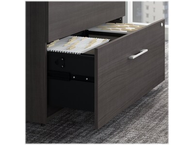 Bush Business Furniture Office 500 72"W Executive Desk with Drawers, Lateral File Cabinets and Hutch, Storm Gray (OF5001SGSU)
