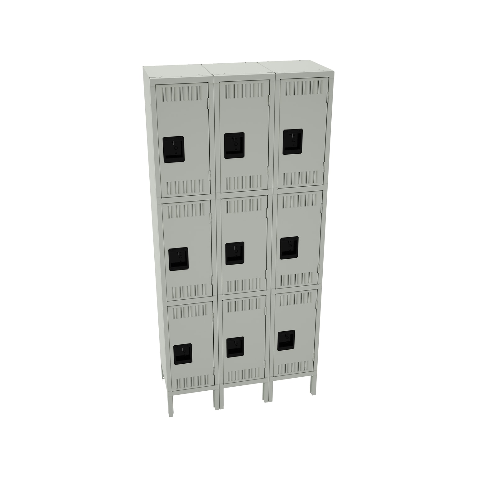 Tennsco 78 3-Tier Three Wide Light Gray Storage Locker (TTS-121524-3-LGY)