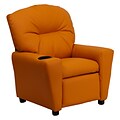 Flash Furniture Contemporary Vinyl Kids Recliner W/Cup Holder; Orange