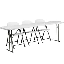 Flash Furniture RB18962 8 Plastic Folding Training Table Set, White