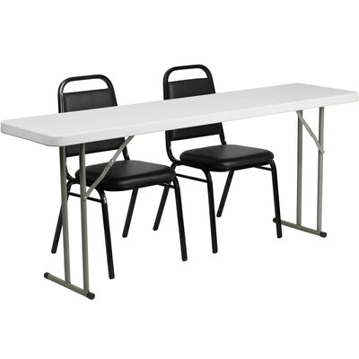 Flash Furniture RB18722 6 Plastic Folding Training Table Set, White