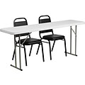 Flash Furniture RB18722 6 Plastic Folding Training Table Set, White