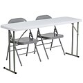 Flash Furniture Kathryn Folding Table Set, 60 x 18, White/Gray (RB18601)