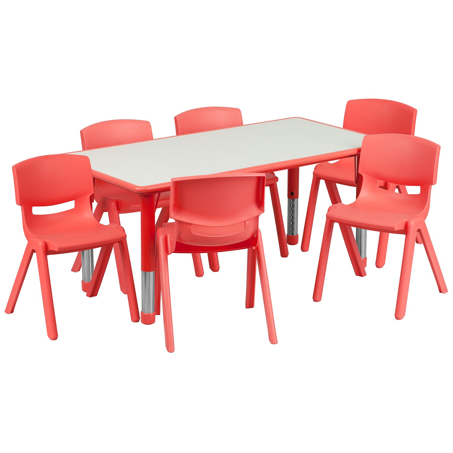 Flash Furniture YU06036RECTBLRD 23.63 x 47.25 Plastic Rectangle Activity Table, Red