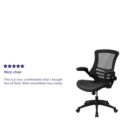 Flash Furniture Kelista Ergonomic LeatherSoft/Mesh Swivel Mid-Back Task Office Chair, Black (BLX5MLEA)