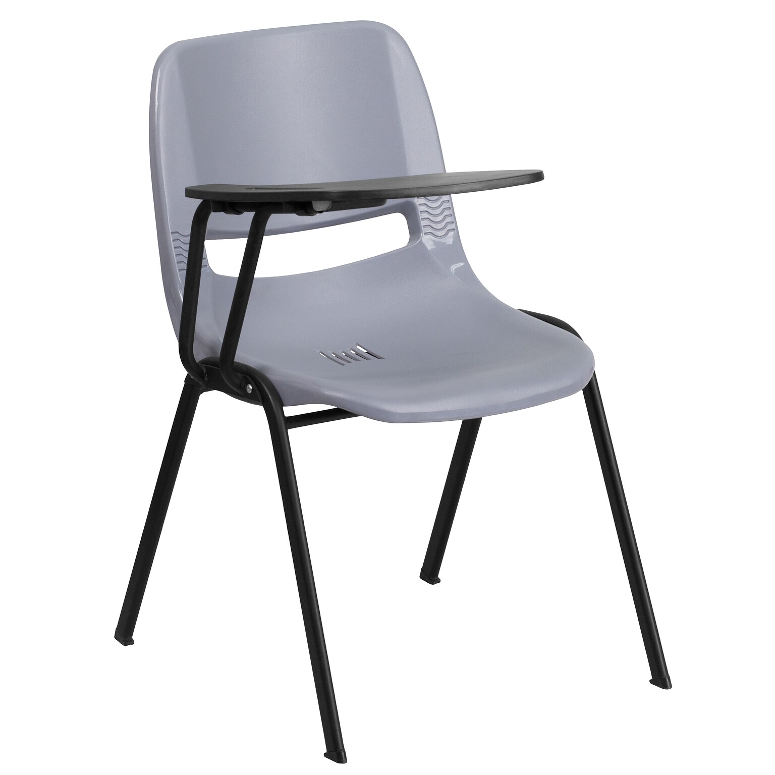 Flash Furniture Ergonomic Shell Chair, Gray with Right-Hand Flip-Up Tablet Arm (RUTEO1GYRTAB)