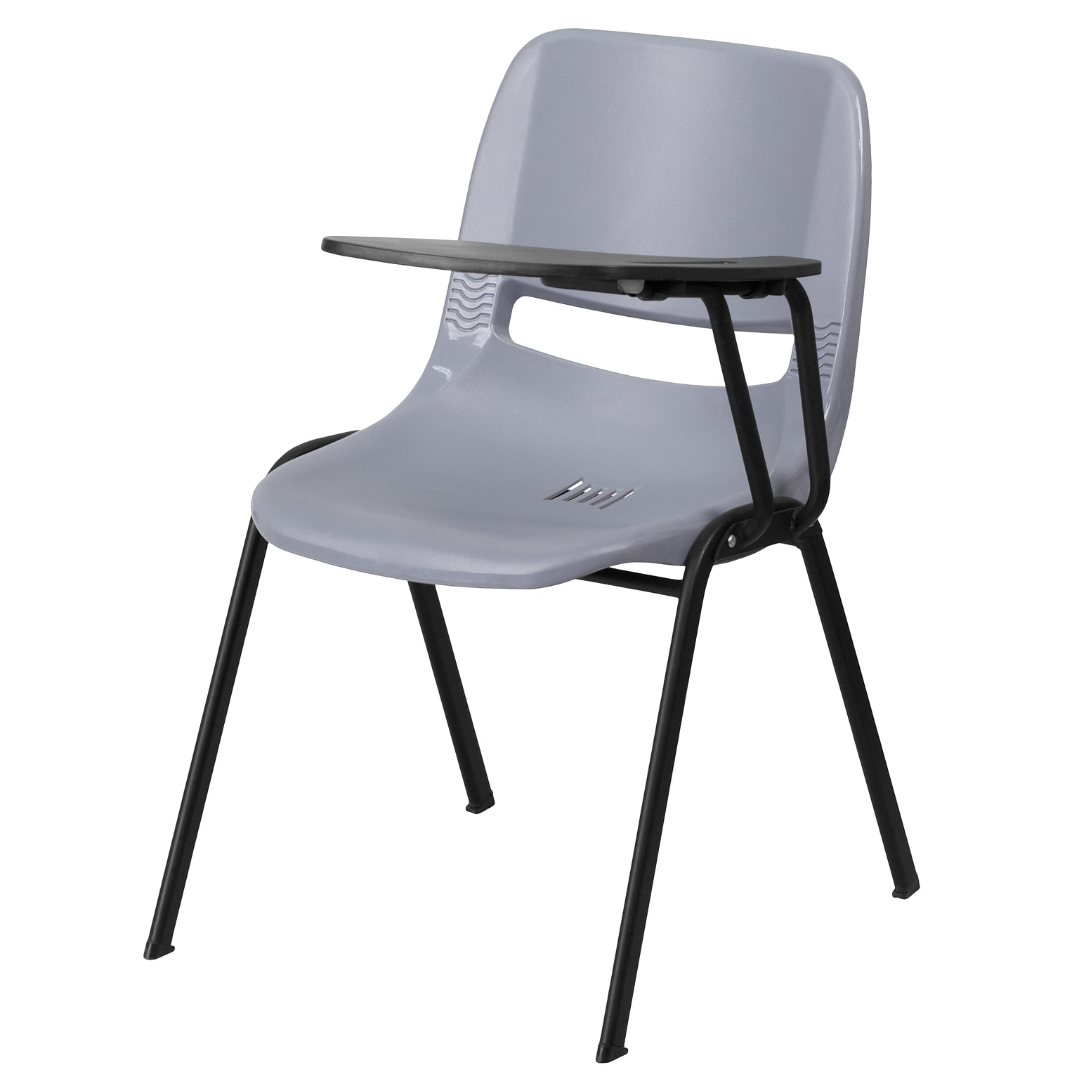 Flash Furniture Ergonomic Shell Chair, Gray, with Left-Handed Flip-Up Tablet Arm (RUTEO1GYLTAB)