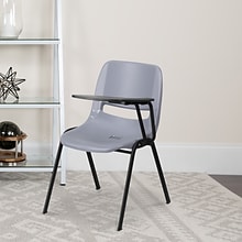 Flash Furniture Ergonomic Shell Chair, Gray, with Left-Handed Flip-Up Tablet Arm (RUTEO1GYLTAB)