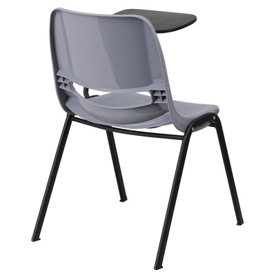 Flash Furniture Ergonomic Shell Chair, Gray, with Left-Handed Flip-Up Tablet Arm (RUTEO1GYLTAB)