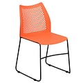 Flash Furniture HERCULES Series Plastic Stack Chair with Air-Vent Back and Sled Base, Orange/Black (