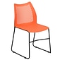 Flash Furniture HERCULES Series Plastic Stack Chair with Air-Vent Back and Sled Base, Orange/Black (RUT498AOR)