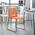 Flash Furniture HERCULES Series Plastic Stack Chair with Air-Vent Back and Sled Base, Orange/Black (