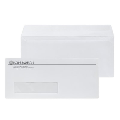 Custom #10 Peel and Seal Window Envelopes, 4 1/8 x 9 1/2, 24# White Wove, 1 Standard Ink, 250 / Pa