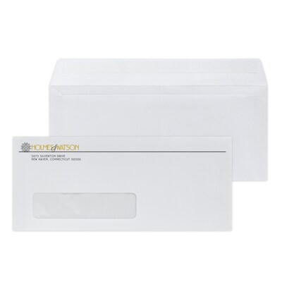 Custom #10 Peel and Seal Window Envelopes, 4 1/4 x 9 1/2, 24# White Wove, 1 Standard and 1 Custom