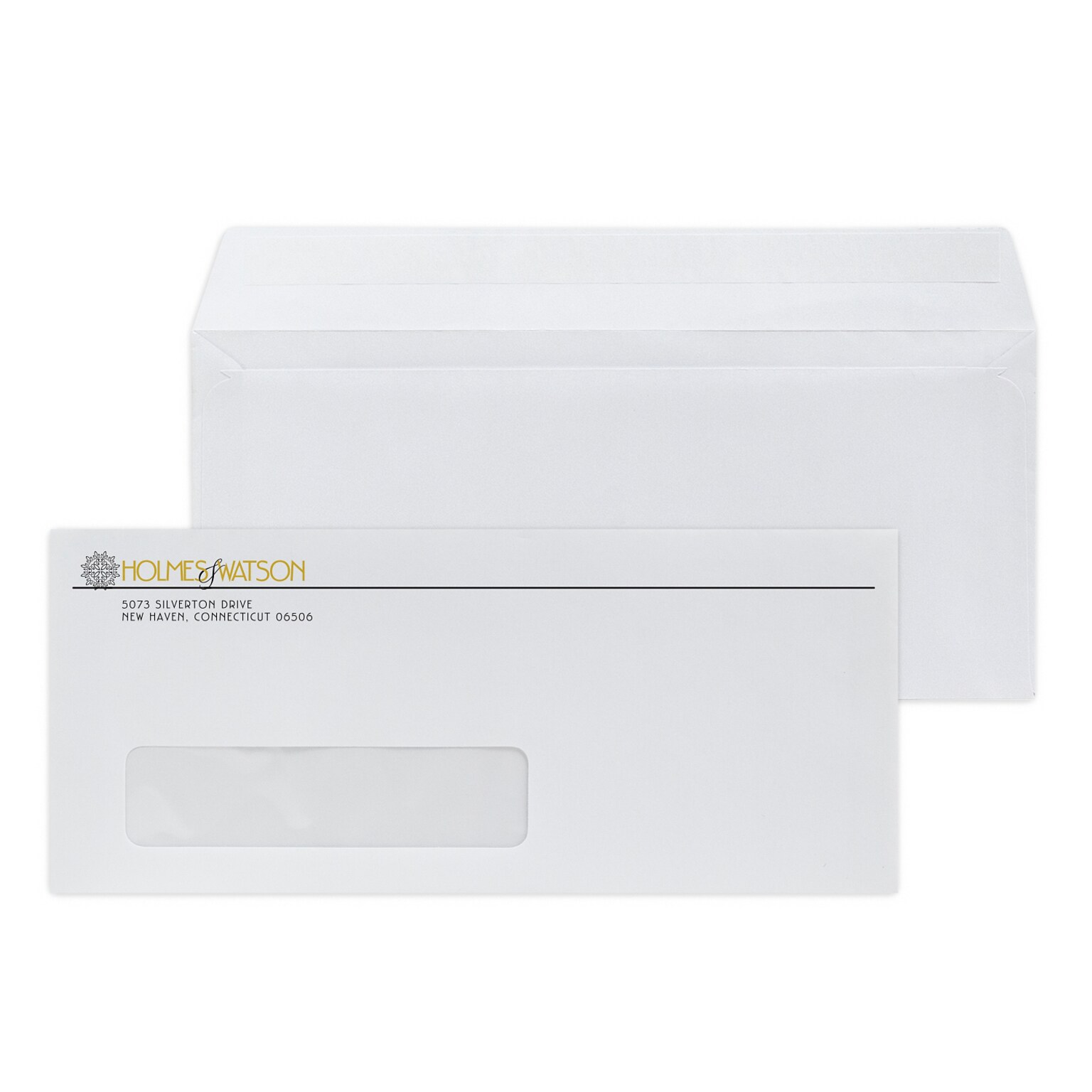 Custom #10 Peel and Seal Window Envelopes, 4 1/4 x 9 1/2, 24# White Wove, 1 Standard and 1 Custom Inks, 250 / Pack