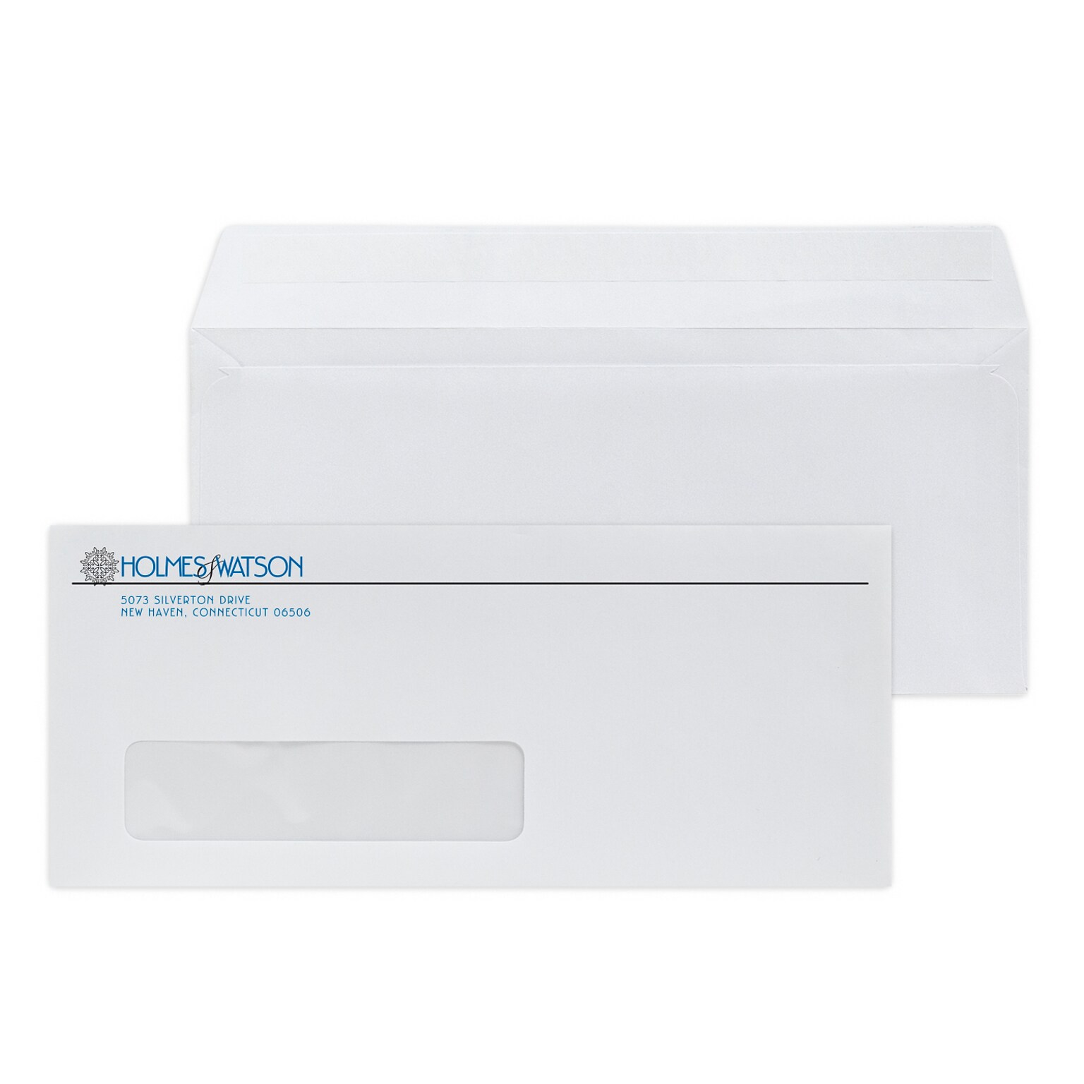 Custom #10 Peel and Seal Window Envelopes, 4 1/8 x 9 1/2, 24# White Wove, 2 Standard Inks, 250 / Pack