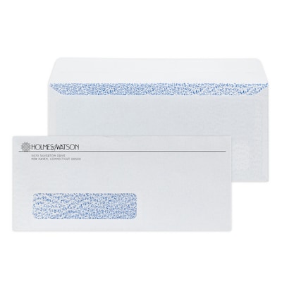 Custom #10 Peel and Seal Window Envelopes with Security Tint, 4 1/8 x 9 1/2, 24# White Wove, 1 Sta