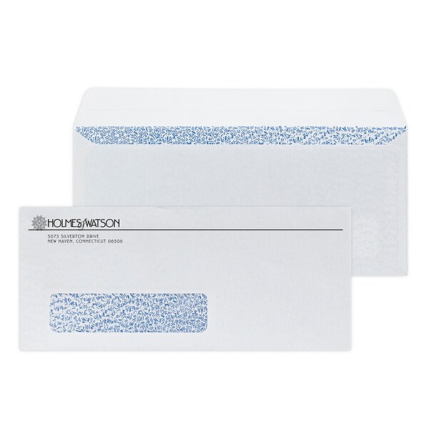 Custom #10 Peel and Seal Window Envelopes with Security Tint, 4 1/8 x 9 1/2, 24# White Wove, 1 Standard Ink, 250 / Pack