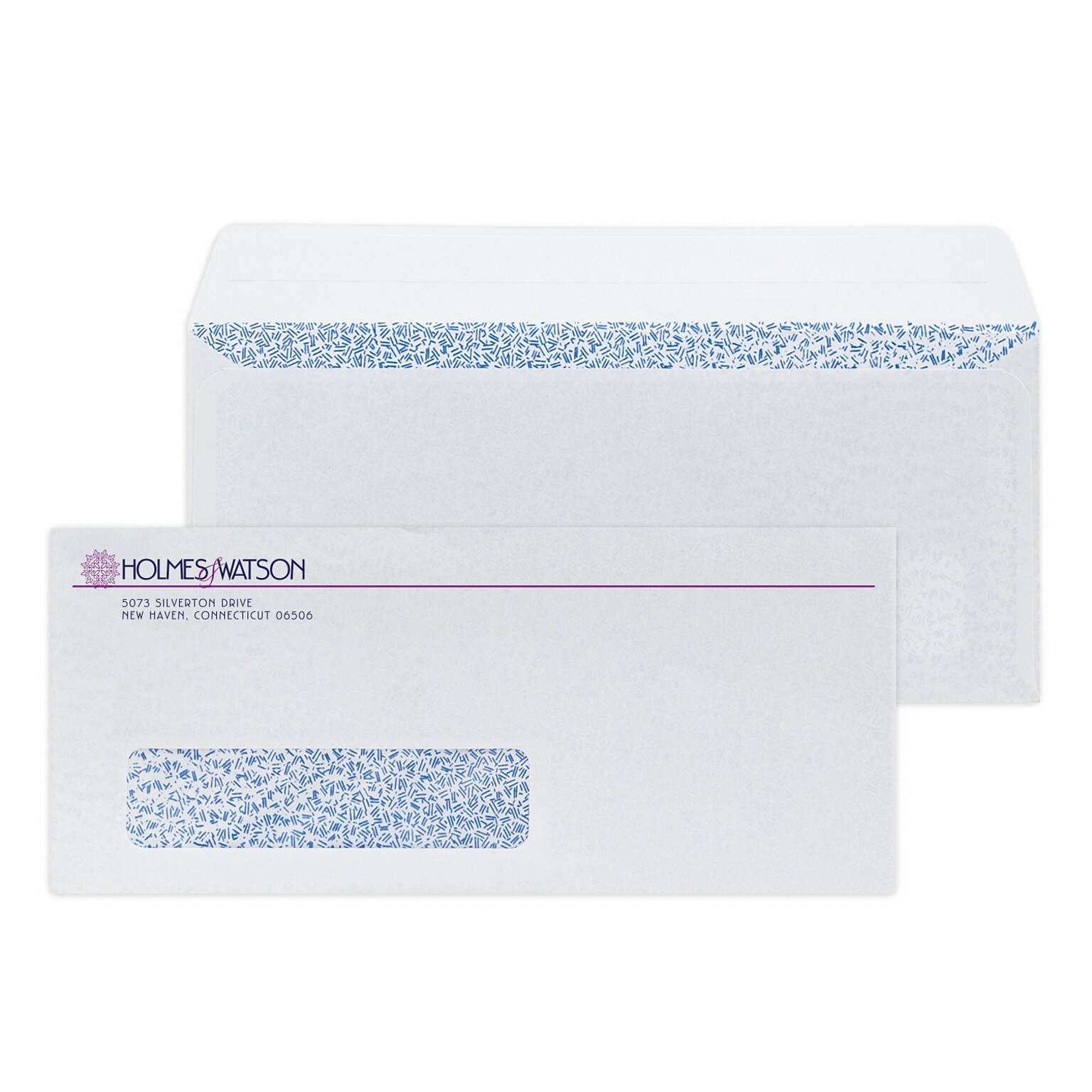 Custom #10 Peel and Seal Window Envelopes with Security Tint, 4 1/8 x 9 1/2, 24# White Wove, 2 Custom Inks, 250 / Pack