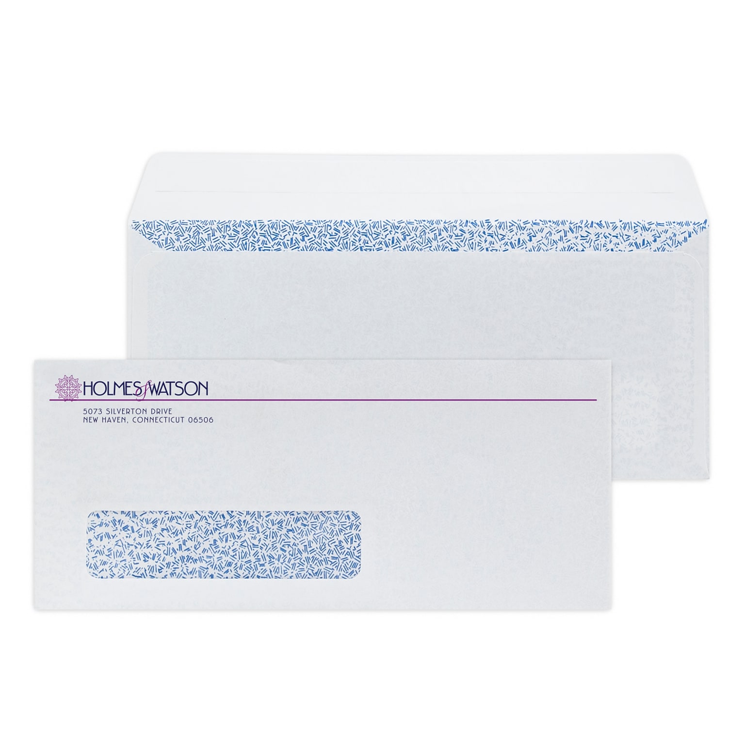 Custom #10 Peel and Seal Window Envelopes with Security Tint, 4 1/4 x 9 1/2, 24# White Wove, 2 Custom Inks, 250 / Pack