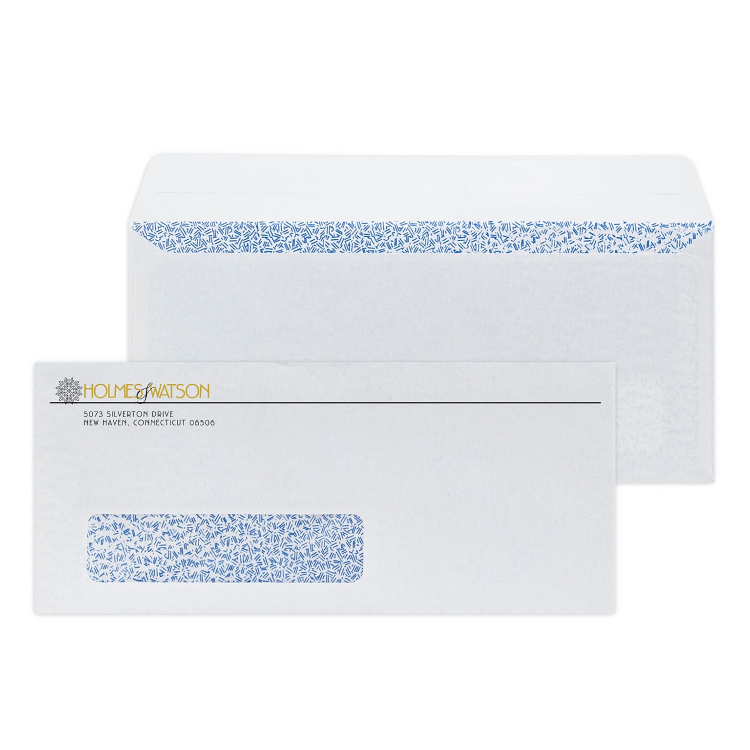 Custom #10 Peel and Seal Window Envelopes with Security Tint, 4 1/8x9 1/2, 24# White Wove, 1 Std and 1 Custom Inks, 250/Pack