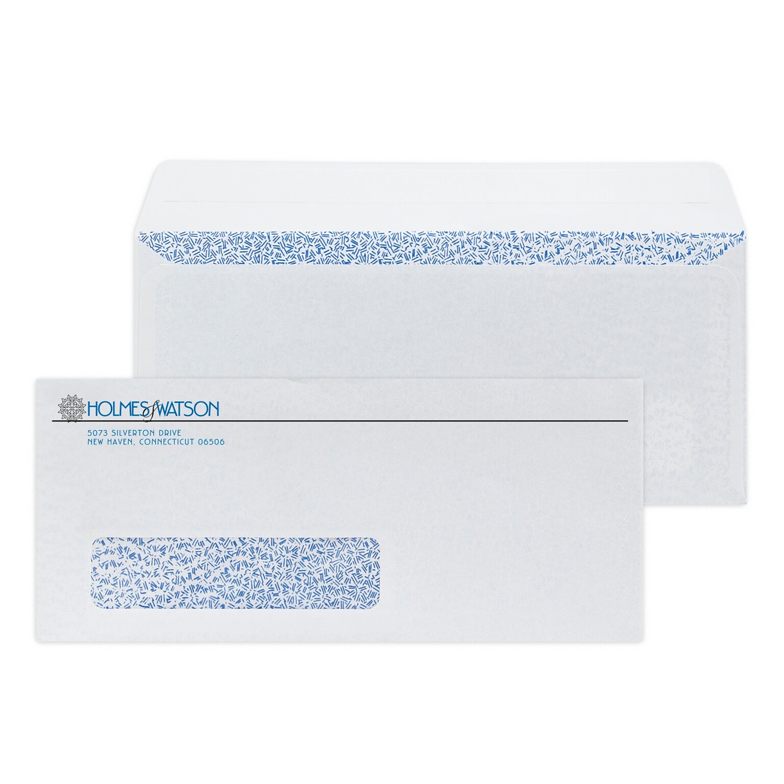 Custom #10 Peel and Seal Window Envelopes with Security Tint, 4 1/8 x 9 1/2, 24# White Wove, 2 Standard Inks, 250 / Pack