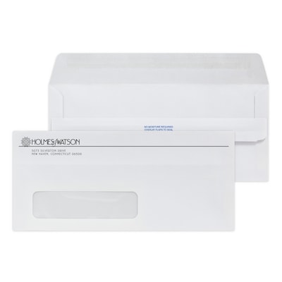 Custom #10 Self Seal Window Envelopes, 4 1/8 x 9 1/2, 24# White Wove, 1 Standard Ink, 250/Pack