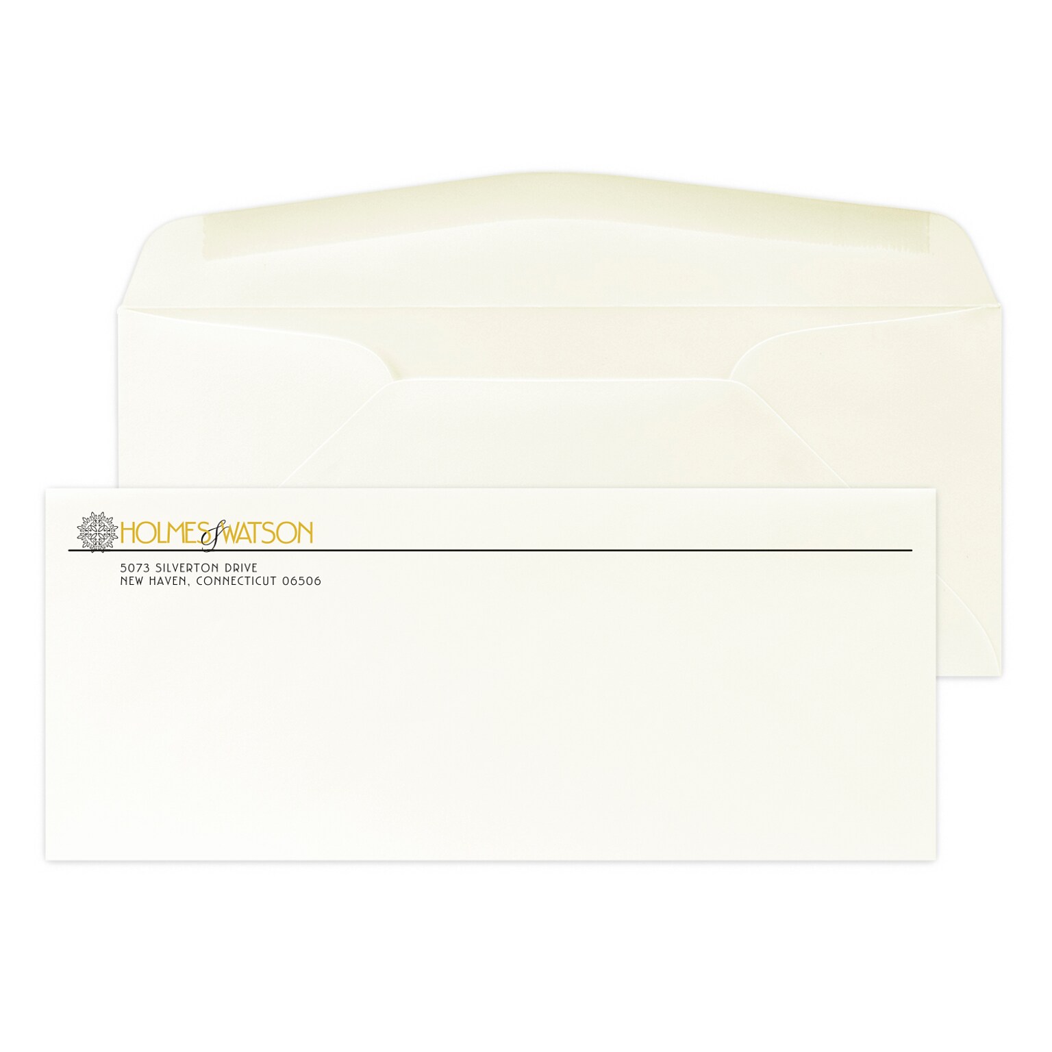 Custom #10 Stationery Envelopes, 4 1/8x9 1/2, 80# CLASSIC® CREST Natural White Text, 1 Std and 1 Custom Flat Inks, 250/Pack