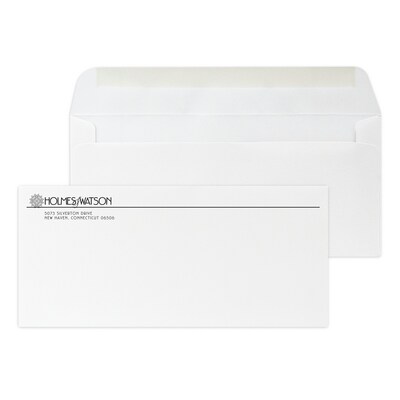 Custom #10 Stationery Envelopes, 4 1/4 x 9 1/2, 25% White Cotton Writing, 1 Standard Flat Ink, 250