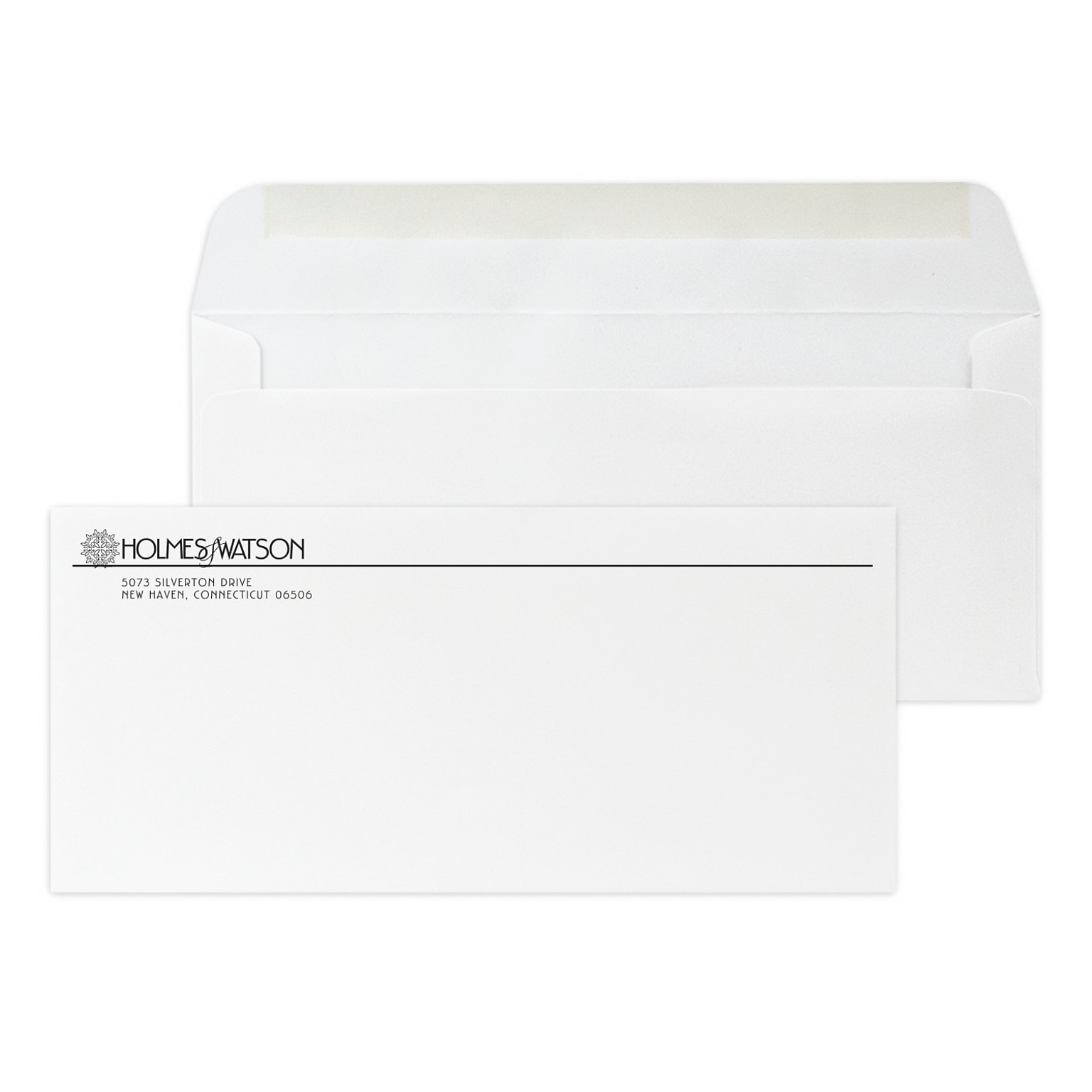 Custom #10 Stationery Envelopes, 4 1/4 x 9 1/2, 25% White Cotton Writing, 1 Standard Flat Ink, 250 / Pack