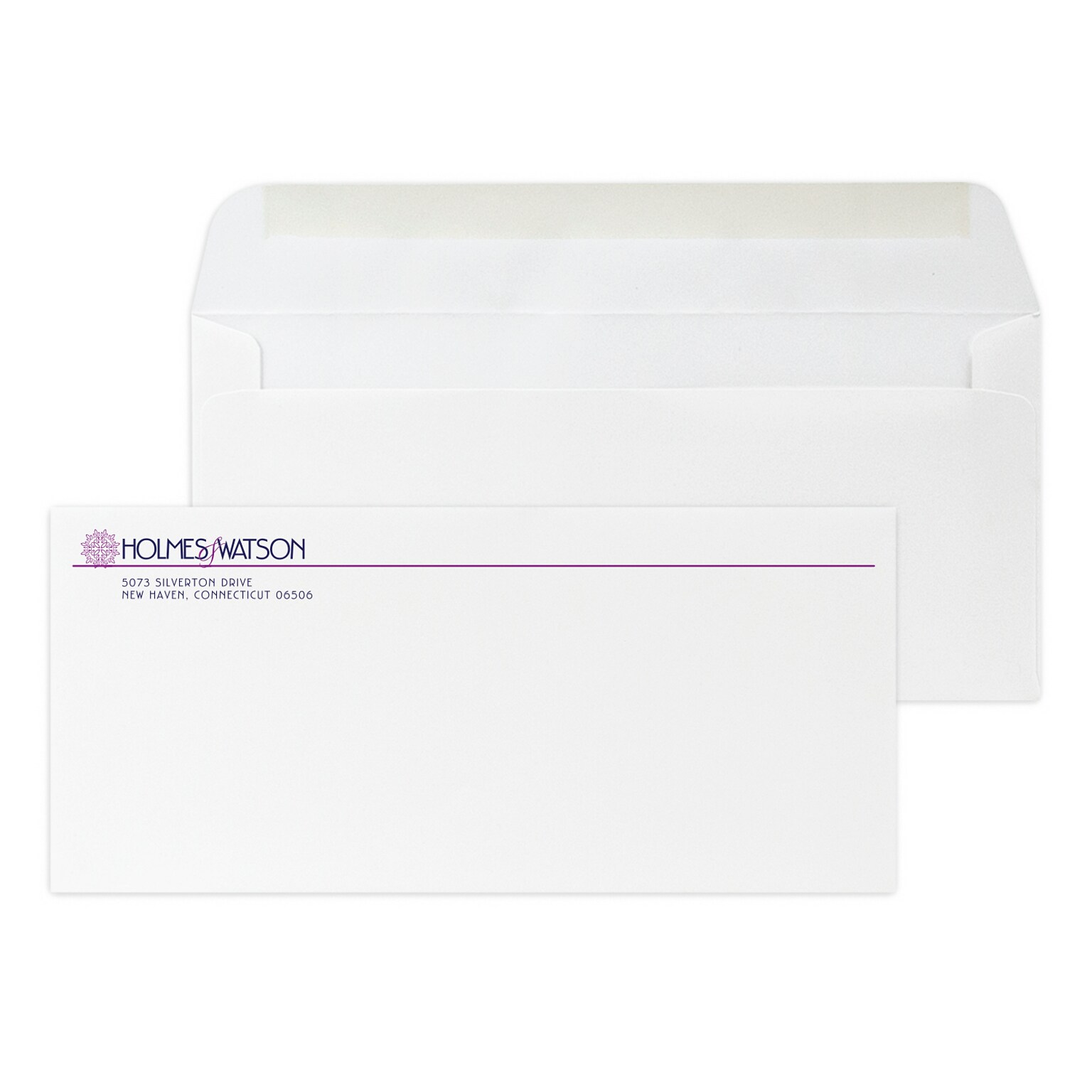 Custom #10 Stationery Envelopes, 4 1/8 x 9 1/2, 25% White Cotton Writing, 2 Custom Flat Inks, 250 / Pack