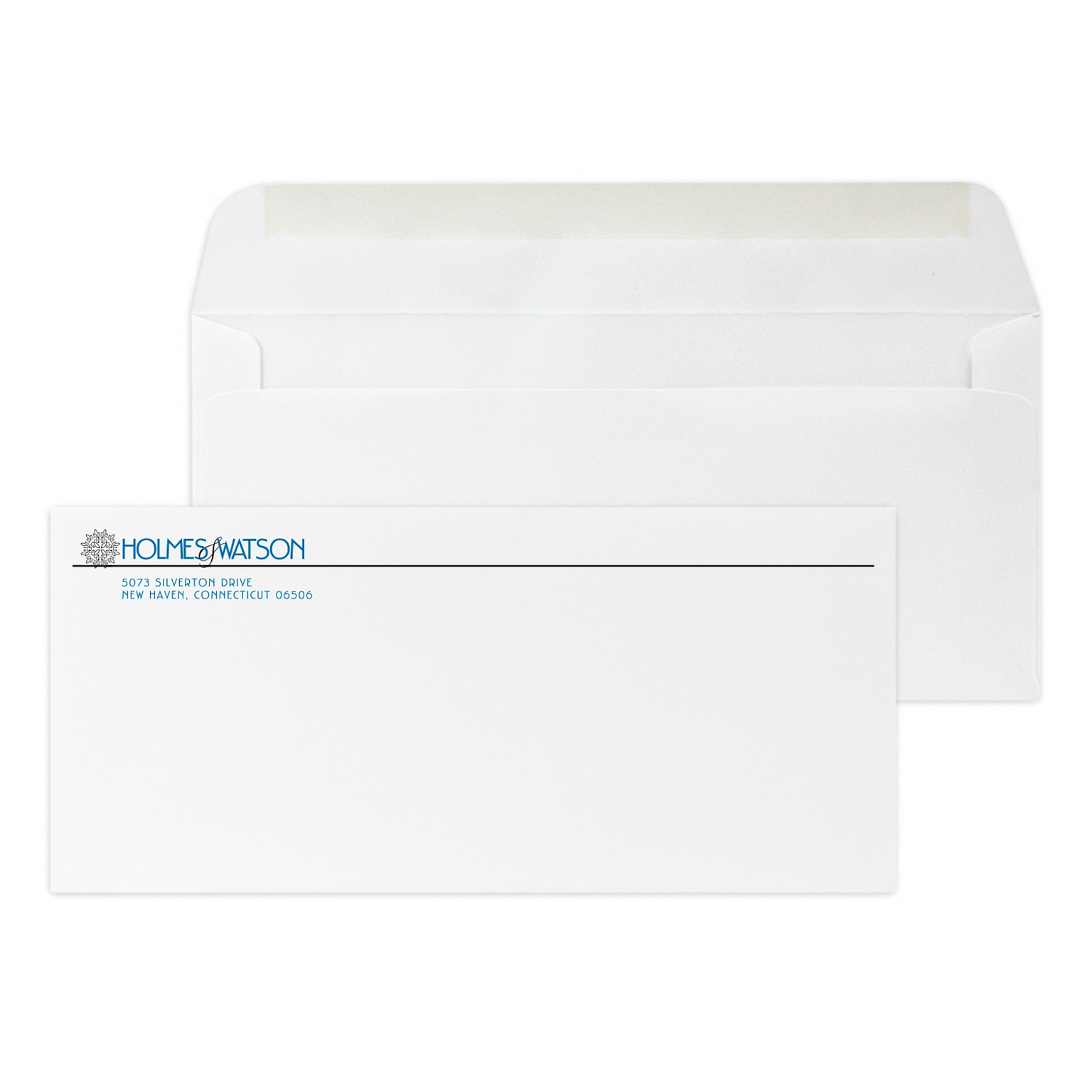 Custom #10 Stationery Envelopes, 4 1/8 x 9 1/2, 25% White Cotton Writing, 2 Standard Flat Inks, 250 / Pack