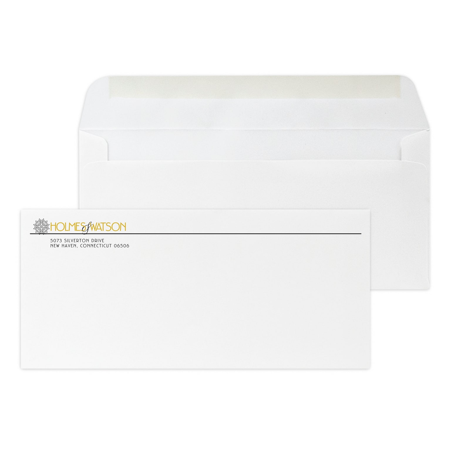 Custom #10 Stationery Envelopes, 4 1/4 x 9 1/2, 25% White Cotton Writing, 1 Standard and 1 Custom Flat Inks, 250 / Pack