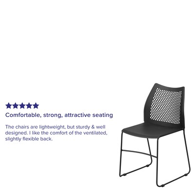 Flash Furniture HERCULES Series Plastic Stack Chair with Air-Vent Back and Sled Base, Black (RUT498ABK)