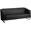 Flash Furniture Hercules Gallant Series Contemporary Leather Sofa, Black w/Stainless Steel