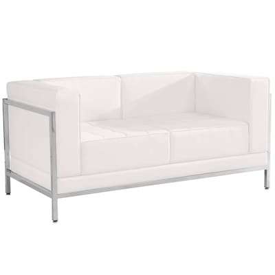 Flash Furniture HERCULES Imagination Series 57 LeatherSoft Loveseat with Encasing Frame, Melrose Wh