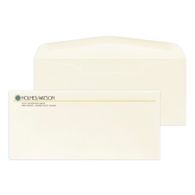 Custom Full Color #10 Stationery Envelopes, 4 1/4 x 9 1/2, 24# Strathmore Writing Natural White Wo