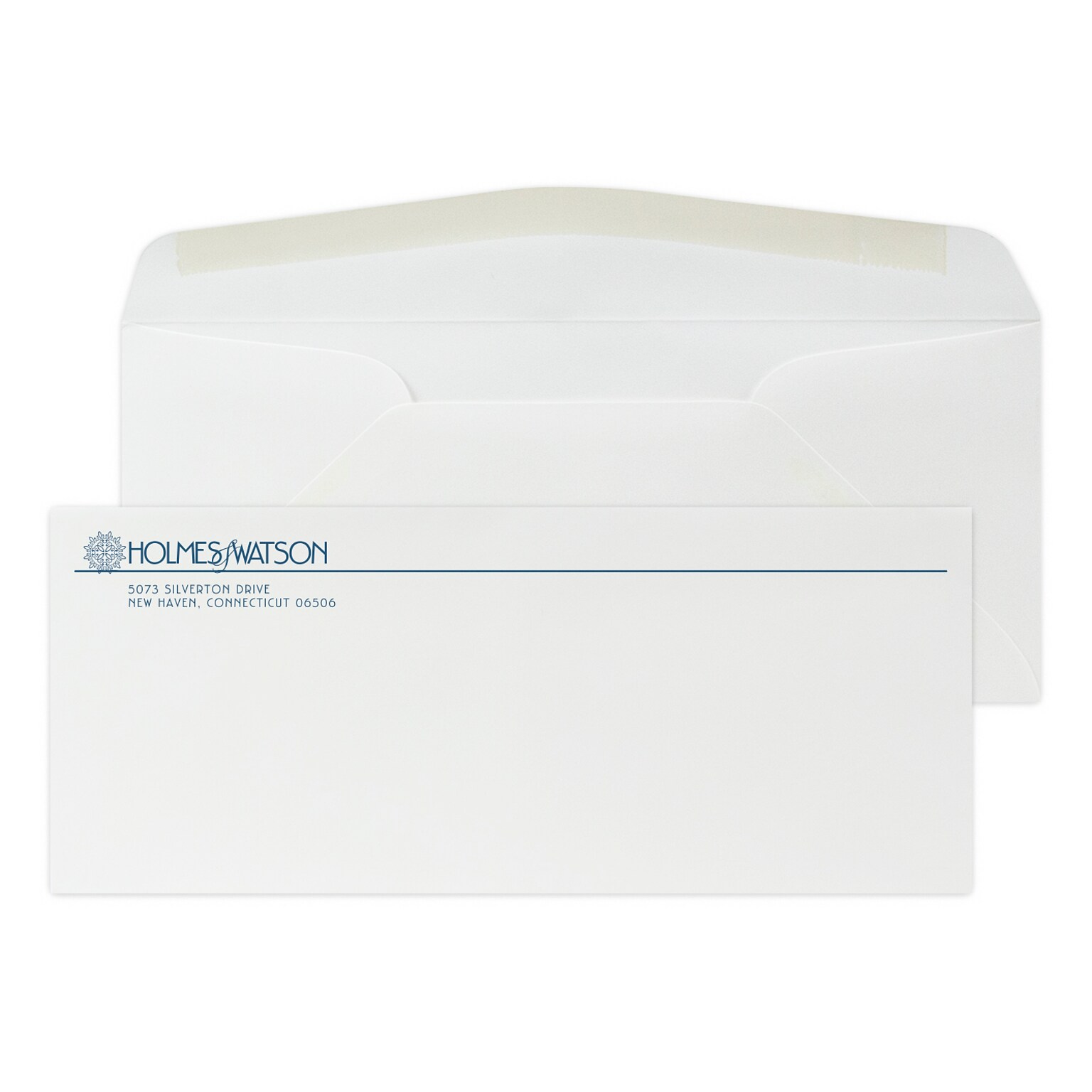 Custom #10 Stationery Envelopes, 4 1/8 x 9 1/2, 24# Strathmore Writing Ultimate White Wove, 1 Custom Flat Ink, 250 / Pack