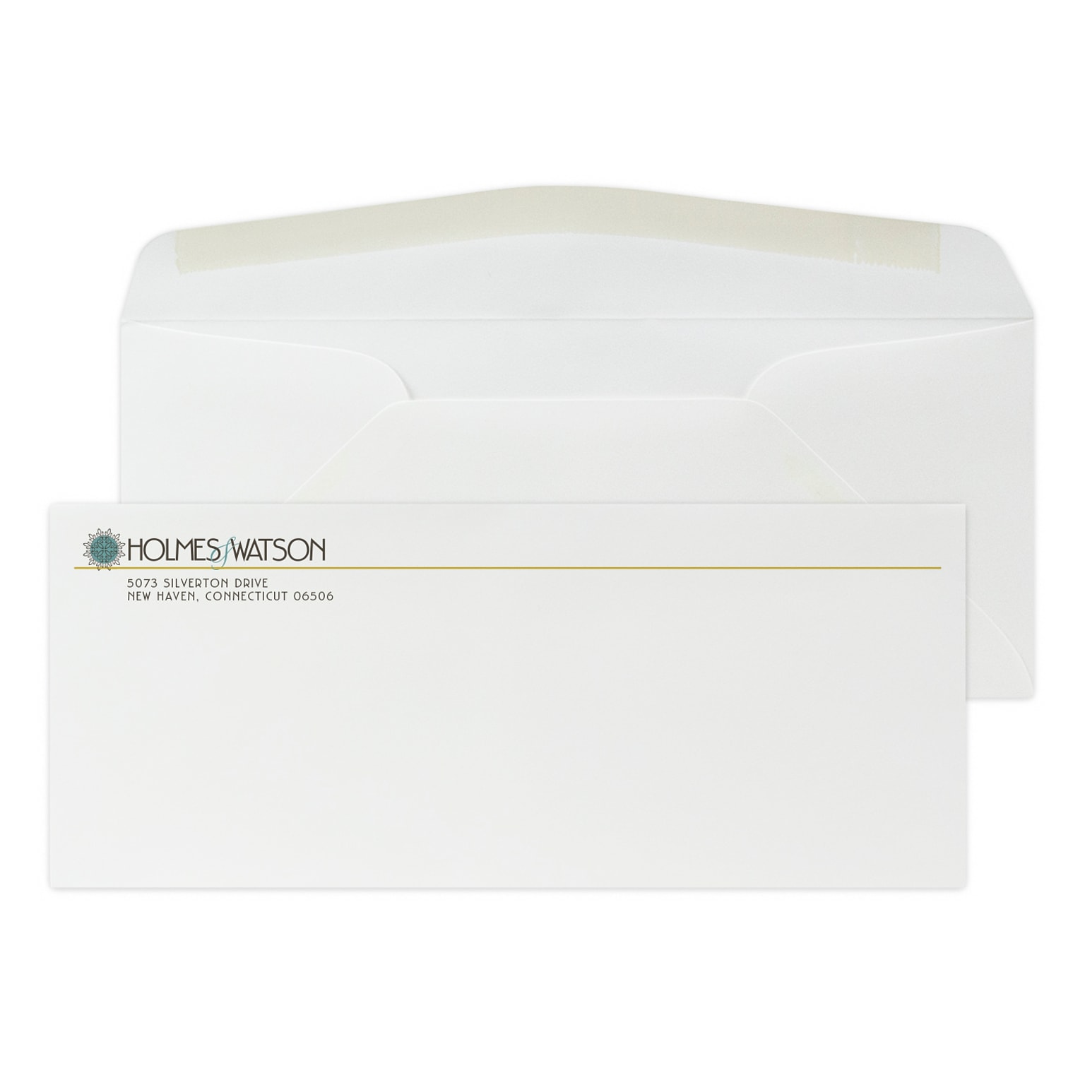 Custom Full Color #10 Stationery Envelopes, 4 1/8 x 9 1/2, 24# Strathmore Writing Ultimate White Wove, Flat Ink, 250 / Pack
