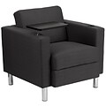 Flash Furniture Fabric Guest Chair in Charcoal Gray w/Tablet Arm, Tall Chrome Legs and Cup Holder