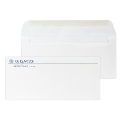 Custom #10 Stationery Envelopes, 4 1/4 x 9 1/2, 25% White Cotton Writing, 1 Custom Raised Ink, 250