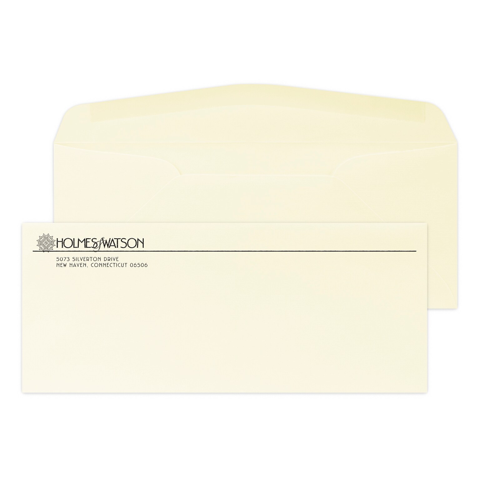 Custom #10 Stationery Envelopes, 4 1/8 x 9 1/2, 24# CLASSIC® LAID Baronial Ivory, 1 Standard Raised Ink, 250 / Pack